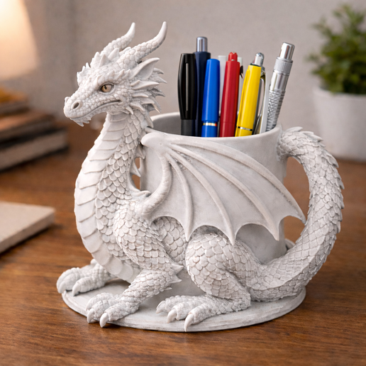 Dragon Cup Holder STL – Fantasy Dragon Mug – Dragon Pen Holder – Dragon Vase – Dragon Desk Organizer – 3D Printable Dragon