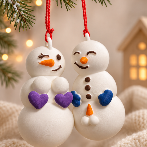 Snowman Couple – Christmas Ornament Set
