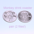 monkeys-coasters-final.png Free STL file Monkey drink coaster (2 files!)・3D printable design to download