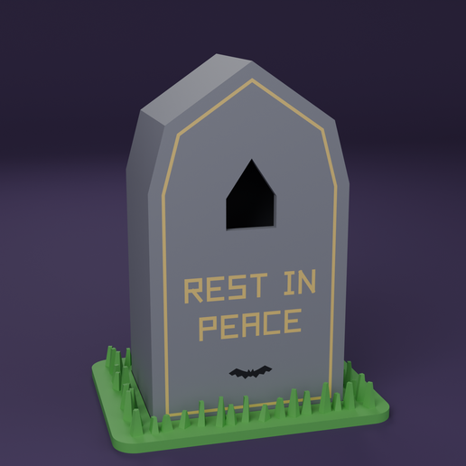 Gothic Arch Tombstone Lamp + Grass Base | REST IN PEACE | Halloween LED Decor