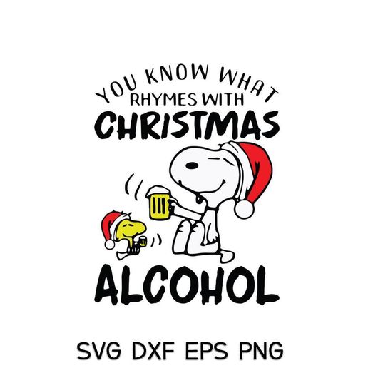Christmas Snoopy Beer SVG, Do You Know What Rhymes With Christmas Alcohol SVG - 3D model önizlemesi