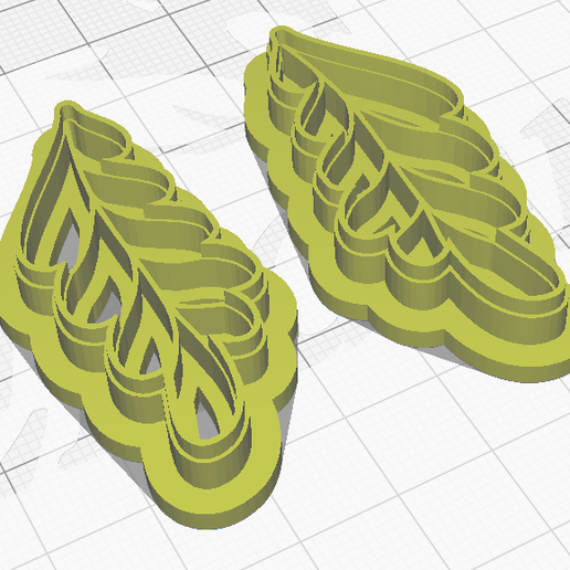 Affordable Polymer Airdry Clay Cutter Leaves 2 pcs 45mm (plus mirror copy) 20220422 with Bonus Cutters 3D model