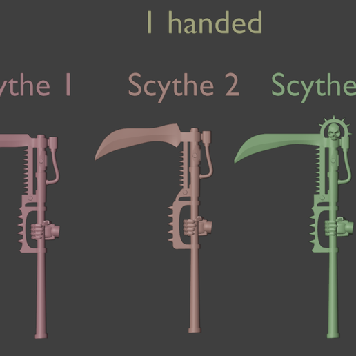 Powered Scythe set, 1 and 2 handed W/supports
