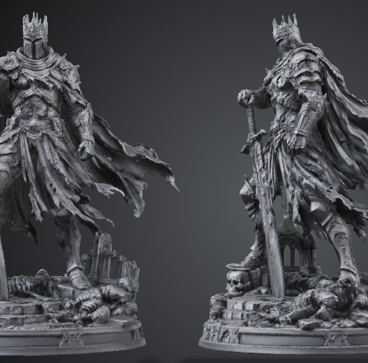 Fallen King / Ruined Monarch - Dark Fantasy Miniature | Pre-Supported 3D Print STL