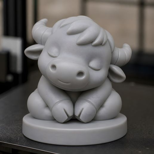Sleepy Chibi Buffalo 3D Print Model