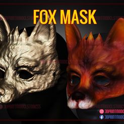 Fox_Mask_3d_print_model_05.jpg Archivo 3D Máscara de Zorro Kitsune - Disfraz Cosplay Halloween・Objeto para impresora 3D para descargar