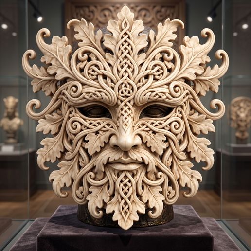 Celtic Green Man Wearable Mask - Intricate Forest Guardian