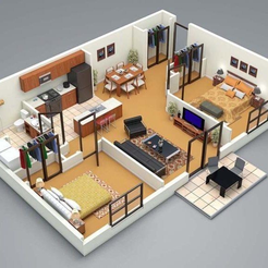 image.png Free STL file 1:24 Home Floorplans (Playmobil)・Object to download and to 3D print