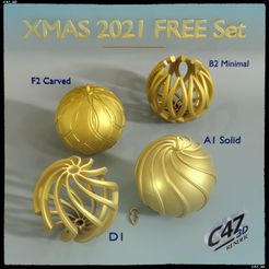 xmas-21_free_1.jpg Free STL file Xmas 2021 FREE Baubles Set・Template to download and 3D print
