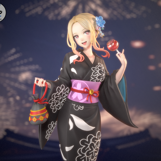 white christmas dresses Taito My Dress-Up Darling Desktop Cute Marin Kitagawa (Liz Ver.) Figur –  All Blue Anime main image 0