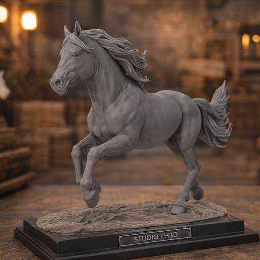 Elegant Running Horse Statue STL – Premium Decorative Sculpture