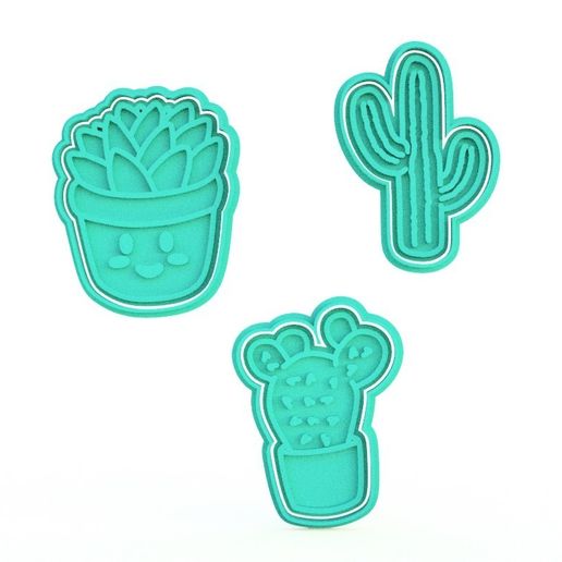 Cactus cookie cutter set of 3 - 3D model önizlemesi