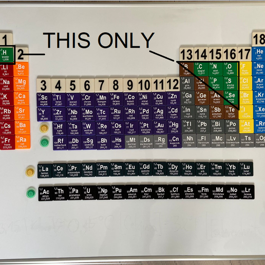 Periodic table of elements 3/12 - no metals, 7 element  PL 3D model