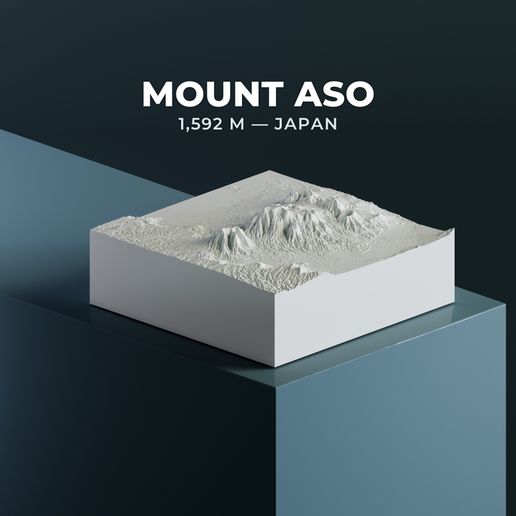 Mount Aso (1,592m) 3D Model STL — The Giant Caldera Volcano of Kyushu, Japan