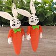 il_fullxfull.5836409198_7xo1.jpg Articulated Carrot Bunny Keychain by Cobotech, Articulated Toys, Easter Decorations, Unique Gift