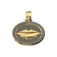 Iced-Lips-Diamond-Round-pendant-bail-02.jpg Iced diamond lips round pendant 3D print model