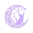 Lune chat fleurs 2D.stl Lune Chat Fleurs 2D