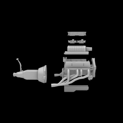 🤏 Chevy Small Block V8 Engine - 3D Model in Separate Parts and Complete ...