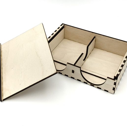 PXL_20210105_024050664-02.jpeg Laser SVG Cut File Draw and Discard Box, PNG Playing Card Holder, Deal and Discard Holder, Game Card Holder File