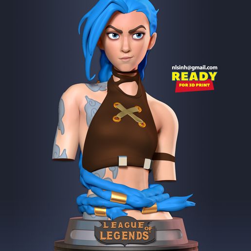 Jinx_stylized.jpg Jinx bust - Arcane Fanart