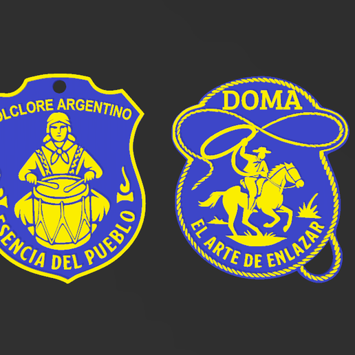 Set Llaveros Doma y Folclore Argentino 3D en Capas (Gaucho Keychain Set)