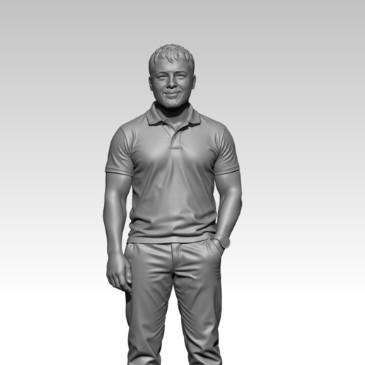 Smiling Man in Polo Shirt Figurine – Casual Standing Man Figure STL for 3D Printing