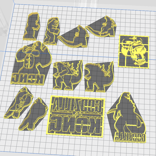 Godzilla and cookie cutter Kong 3D model