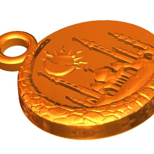 Medallion-04-05.jpg Porte-clés Lune porte-bonheur pendentif pendentif porte-clés m-04 3d-print et cnc