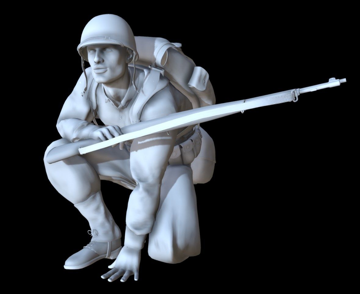 2.jpg Download STL file Soldier US Army with Garand m1 • 3D printable object, Antaress