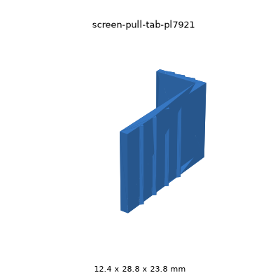 Window screen pull tab, spline-channel (Prime-Line PL 7921 size) - printable replacement (STL + STEP + parametric FreeCAD)