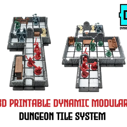🎲 Dynamod Dungeon Tiles Sample Pack・Free 3D File for 3D printing・Cults