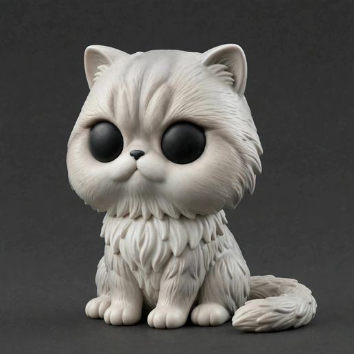 7Cute Chibi Persian Cat Figurine / Gato Persa Esponjoso Tierno