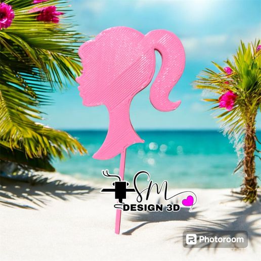 👗 TOPPER ADORNO PARA TORTA SILUETA BARBIE・Archivo STL para