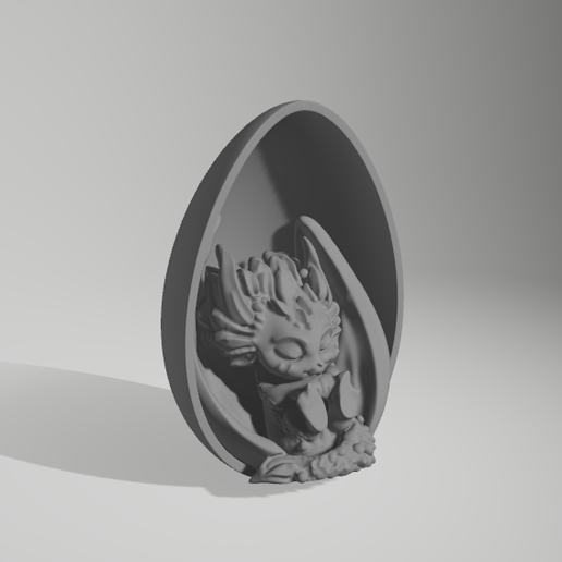 AcquaDragon Baby Sleeping inside an Egg 3D model