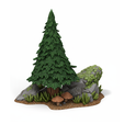A1118.png Stylized Pine Tree and Mushroom Clump | Coniferous Forest Scatter