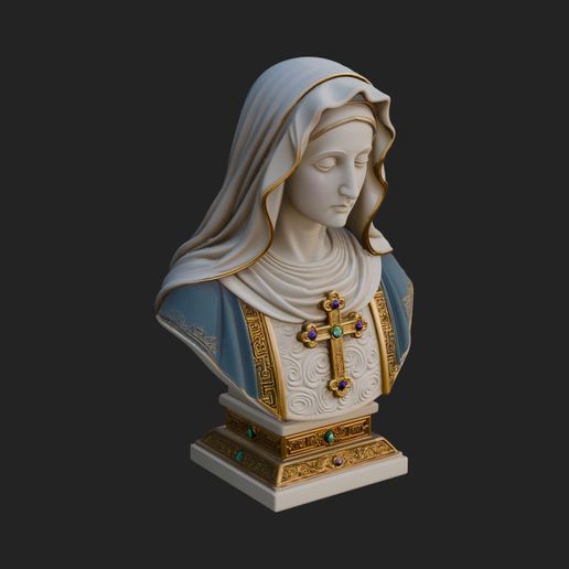 Veiled Saint Bust Statue Design 3 - 3D Print Model