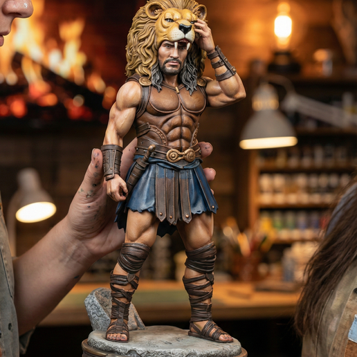 Greek Mythological Demigod 3D Printable STL File | Lion Pelt Warrior Miniature | Ancient Hero Figure