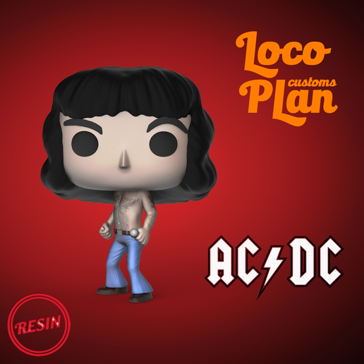 Bon Scott ACDC Custom Funko 3D model