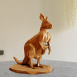 kangaroo-body-low-poly-4.png kangaroo statue low poly 3d print stl file