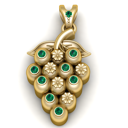 Luxury Grape Cluster Pendant with Emerald Stones