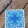 IMG_20250814_111425.jpg Ornamental Tile Keychain – Blue Floral Pattern