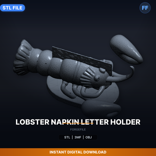 Lobster Napkin Letter Holder - 3D Printable STL File