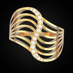 Ring-wave-gems-1.jpg Archivo STL Anillo onda gemas・Modelo para descargar y imprimir en 3D