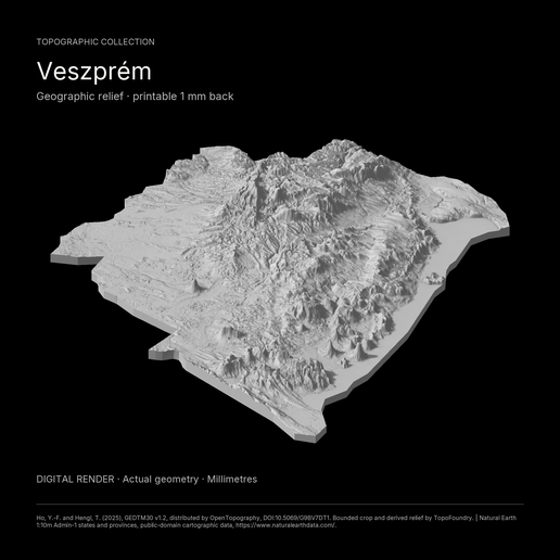 Veszprém, Hungary Regional 3D Terrain STL + 3MF | Two Printable Versions - STL and 3MF Bundle