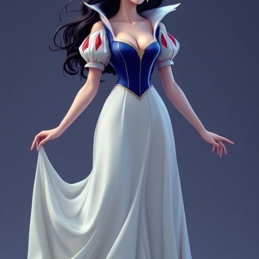 Snow White, Snow White doll, Figurine, girl, beautiful girl, doll,  female doll, doll in dress, shoes and long hair, Disney princesses,  characters from games, doll for children STL File for 3D