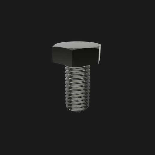 M4 DIN933 Sechskantschraube mit Gewinde bis Kopf 6-40mm 3D model