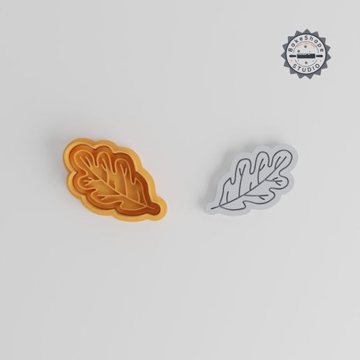 product_1017-02_overview.jpg Leaf Shape Cutter & Stamp Set, Nature-Themed Cookie & Fondant Mold, 3 Sizes, 6 Pieces