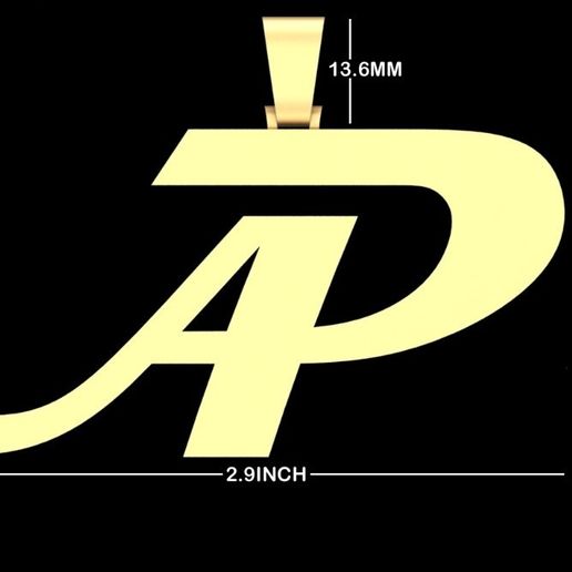 Custom AP Initial Letter Pendant 3D Model photo 2