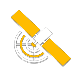 Satellite.png Fichier STL Logo simple d'un satellite spatial・Plan imprimable en 3D à télécharger