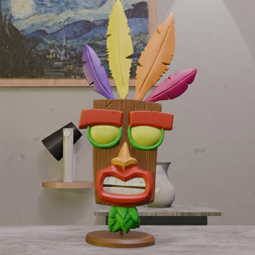 👾 AKU AKU INSPIRED FIGURE – MODULAR 3D PRINT MODEL WITH DISPLAY